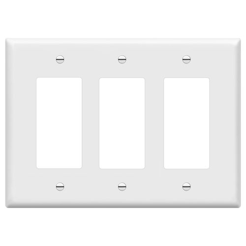 ENERLITES Decorator Light Switch or Receptacle Outlet Wall Plate, Mid-Size 3-Gang 4.88" x 6.77", Polycarbonate Thermoplastic, UL Listed, 8833M-W, White