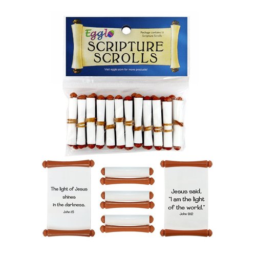 [Light of Jesus] Bible Scripture Scroll Toys (12pk)- for Kids Christian, Religious, Faith Christmas Holiday Stocking Stuffers Fillers Cards | Happy Birthday Baby Jesus Sunday School Party Favors Craft