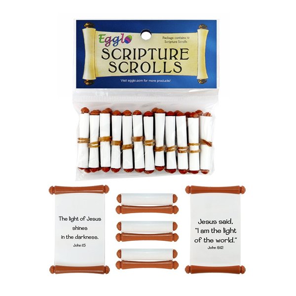[Light of Jesus] Bible Scripture Scroll Toys (12pk)- for Kids Christian, Religious, Faith Christmas Holiday Stocking Stuffers Fillers Cards | Happy Birthday Baby Jesus Sunday School Party Favors Craft