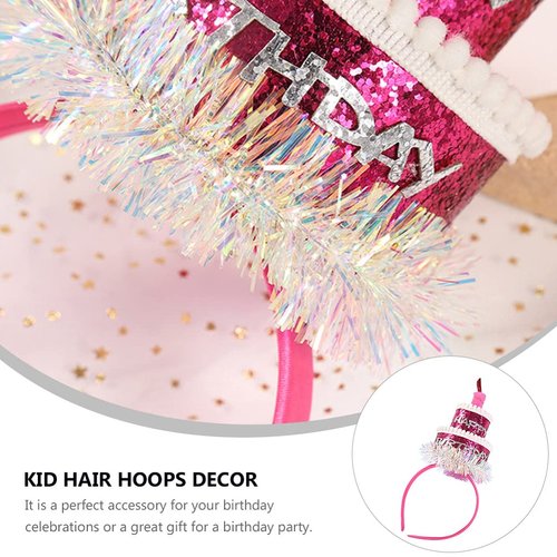 NUOBESTY Happy Birthday Cake Headband Cupcake Hairband Sequins Headpiece Band Party Hair Hoop Birthday Tiara Hair Accessories for