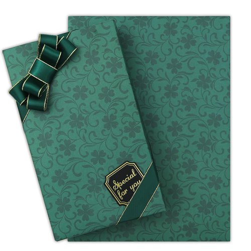 Four Leaf Clover Green Wrapping Paper,Birthday Gift Wrapping Paper for Woman Man,4 Folded Sheets Lucky Gift Paper with Ribbon and Gift Tags for Christmas Father Mother Party Gift Wrap,28 * 20 Inch