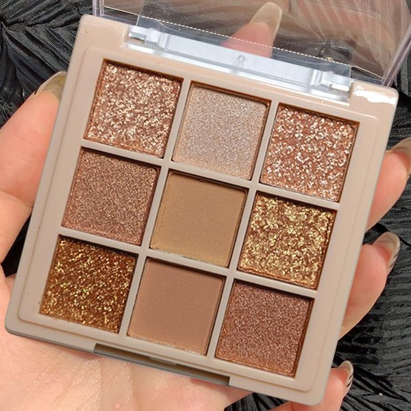 FLYEEO Eyeshadow Palette Makeup- 9 Colors Naked Eyeshadow Palette Matte Shimmer Korean Natural Eye Shadow palettes Highly Pigmented Naturing-Looking Long Lasting (#04)