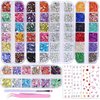 editTime 5 Boxes Shiny Colorful Nail Art Rhinestones Kit 3D Flatback Horse Eye Rhinestones Irregular Nail Stone and 4 Sheets Flower Nail Stickers with a Curved Tweezers and a Nail Brush (multicolor)