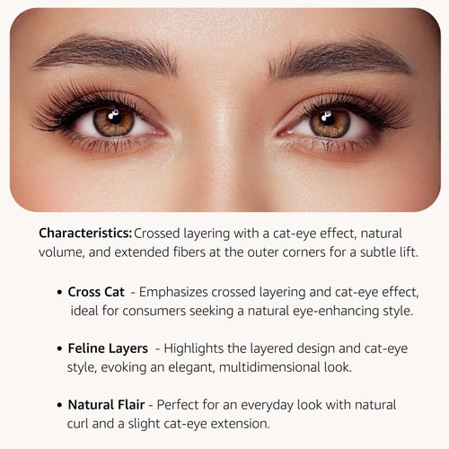 SOOWISH Cat Eye False Eyelashes, Wispy Volume Lashes, Fluffy Natural Look Fake Lashes for Daily or Party Makeup - 10 Pairs