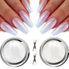 White Pearl Chrome Nail Powder - Aurora Ice Shimmer Nail Powder Chrome Pigment Powder for Nails, Gifts for Women Mirror Effect Glitters Nail Art Powder for DIY Salon