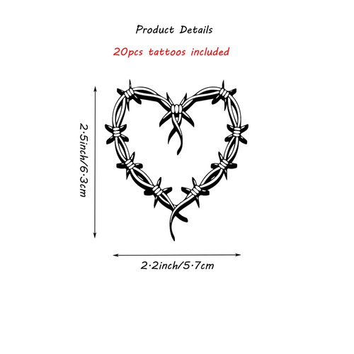 QualityLife Karol Temporary Tattoos, 20pcs Multicolor Heart Themes, Easy to Apply, Waterproof, Safe Materials, Long-Lasting, Concert Accessories or Gifts