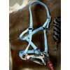 Horse Noseband Tack Bronc Leather Halter Tie Down Lead Rope Turquoise 280102