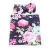 Galabloomer Receiving Blanket Headband Set Flower Print Baby Swaddle Receiving Blankets… (Navy Blue Rose)
