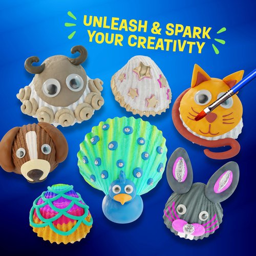 Dan&Darci Kids Sea Shell Painting Kit - Arts & Crafts Gifts for Boys and Girls - Easter Craft Activities Kits - Creative Art Activity Gift Toys for Age 6, 7, 8, 9, 10, 11 & 12 Year Old 8-12
