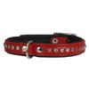 Dogs My Love Rhinestone Genuine Leather Dog Collar (Red, 9.5"-11" Neck)