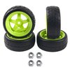 HIRCQOO 5-Spoke 12mm Hex Hub Wheel Rims & Rubber Tires Compatible with HSP Tamiya HPI Kyosho 1/10 On-Road Touring Car,WLtoys 1/14 144001 Traxxas 1/16 Slash RC 1/18 A959B Buggy (Green)
