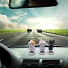 Xinjincang White Solar Wobble Figures, Solar Dancing Cat, Bobble Head Cat Ornaments, Innovative Cat Solar Figure Statue Car Dashboard Decorations Ornaments Solar Bobble Head Figures, Solar Power Kits