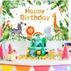 Safari Happy Birthday Party Supplies Jungle Animals Theme Birthday Banner Backdrop Zoo Animals Party Decorations backgroud for Baby Shower Birthday Party Indoor Outdoor Decorations Supplies