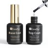 GAZEPLUS 2 Pcs 15ml No Wipe Gel Top & Base Coat Set Hema-free Shiny & Long Lasting,Base Top Coat for Gel Nail Polish Professional Nail Salons