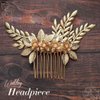 Latious Leaf Bride Wedding Hair Comb Gold Flower Hair Clip Bridal Hair Accessories for Women and Girls