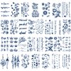 30 Sheets Semi-Permanent Tattoos for Women Girls Kids Realistic Waterproof Temporary Tattoos Crown Floral Rose Dark Blue Fake Tattoos, Lasting 1-2weeks Tiny Tattoo Stickers