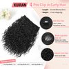 KUIRAN Hair Extensions, Clip in Hair Extensions 4PCS Black Hair Extension 12" Short Curly Hair Extensions Invisible Lace Weft Natural Soft Hairpieces for Women - Black