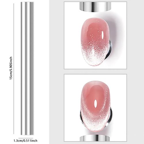JERCLITY 4 Pieces Cat Eye Magnet for Nails Lengthen Double Ended Cylindrical Nail Magnet Double-Head Nail Magnetic Stick Multi-Function Magnet Board Nail Magnet Tool for Cat Eye Gel Polish Nail Art