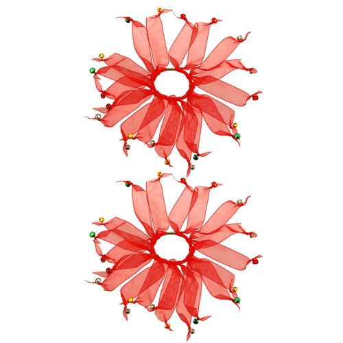Madison Tyler 2PCS Christmas Elastic Hair Ties | Transparent Red Ribbon Scrunchies with Jingle Bells Christmas Hair Accessories | Holiday Gifts for Women