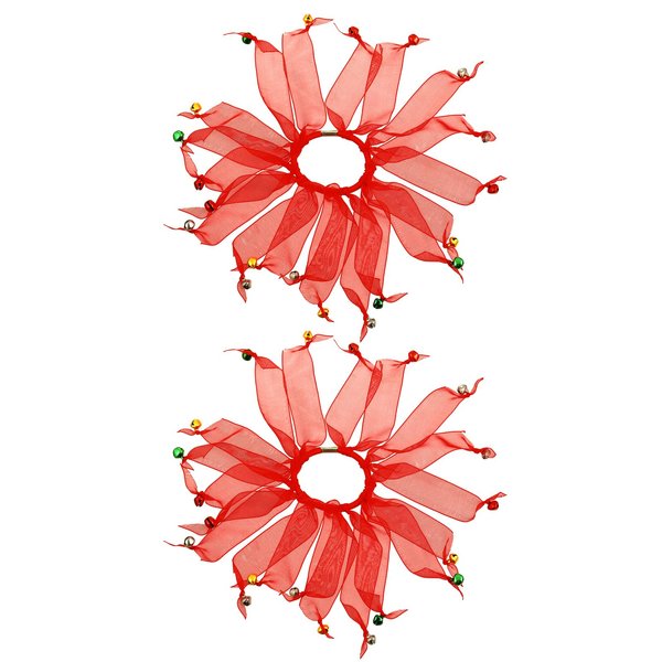 Madison Tyler 2PCS Christmas Elastic Hair Ties | Transparent Red Ribbon Scrunchies with Jingle Bells Christmas Hair Accessories | Holiday Gifts for Women