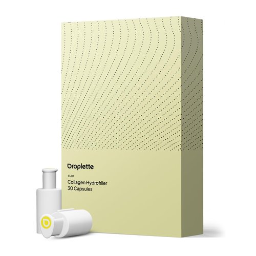 Droplette Collagen-Boosting Hydrofiller Refill Capsules - Rejuvenate, Hydrate, Plump, Lift Skin – Effective Rejuvenation for Most Skin Types with Collagen, Argireline, Vitamin C & Turmeric (30 Count)