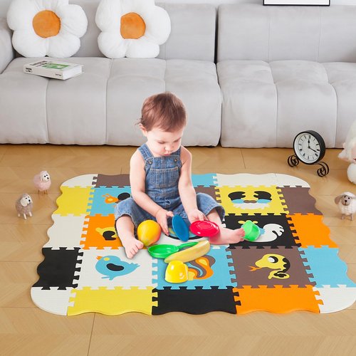 Dormlony Baby Foam Play Mat,Floor Interactive Puzzle Play Mat for Tummy Time and Crawling(Animals)