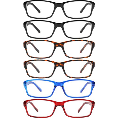 Yogo Vision 6-Pack Reading Glasses for Men and Women – Readers in 4 Frame Colors +3