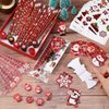 Dianelhall 168 Pcs Christmas Stationery Party Favors Bulk Christmas Buffalo Plaid Mini Notebook Pencils Stickers Stamps Erasers Rulers Bags for Kids Classroom Exchange Gifts Xmas Party Favor Supplies