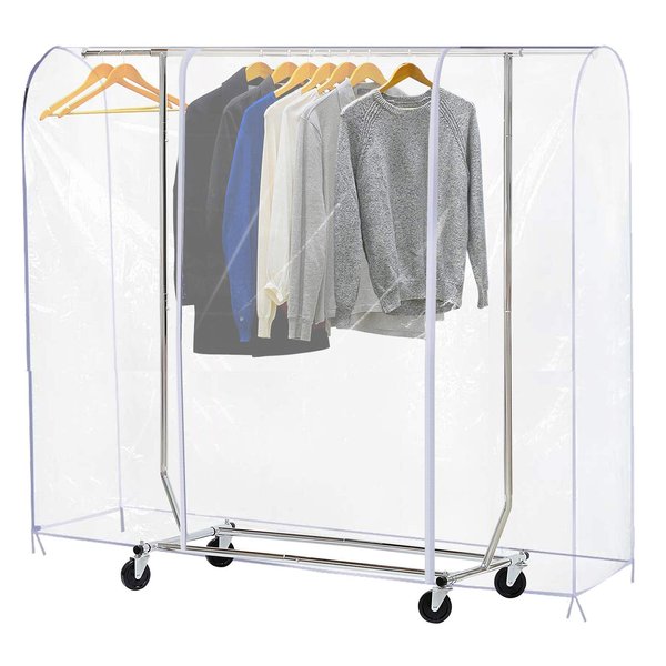 Ruibo Clear Garment Rack Cover Dustproof Clothes Rack Cover With 2 Durable Zipper/Clothing Waterproof Protector (L:71x20x60 inch), Ethylene Vinyl Acetate