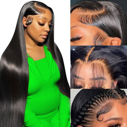 Niviorvan 26 Inch 13x6 240 Density HD Lace Front Wigs Human Hair 13x6 Straight Wigs Human Hair Glueless Wigs Human Hair Pre Plucked Lace Frontal Wigs Human Hair for Women Natural Black