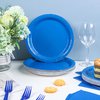 Fairooth 100 Count Blue Paper Plates and Napkins Blue Party Tableware Set Blue Disposable Plates Napkins and Forks for Wedding Birthday Party Bridal Shower Baby Shower, Serve 25