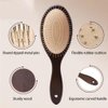 Wooden Paddle Hair Brush with Metal Bristle, Anti-frizz Metal Detangling Brush Styling Hairbrush Comb for Curly Fine Wavy Straight Hair, Scalp Massage Brush, Wet or Dry Use