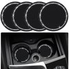 4PCS 2.75 Inch Bling Auto Car Cup Holder Insert Coasters Silicone Anti-Slip Crystal Rhinestone Drink Car Cup Mat, Universal Vehicle Interior Accessories for Women Girls (Black)