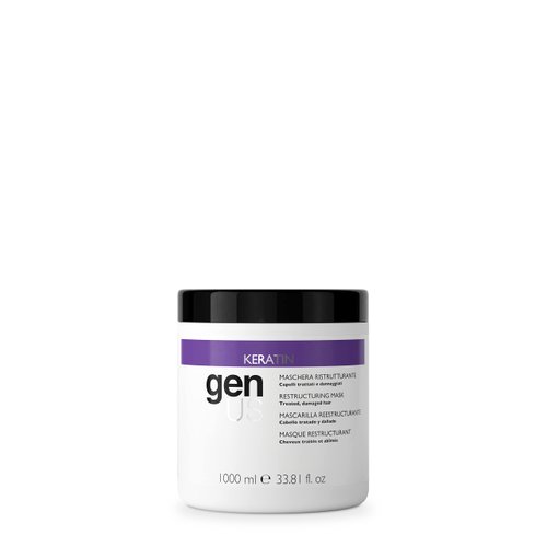 GENUS Keratin Restructurizing Mask - Enriched with Silk Proteins, Caviar and Collagen, Bestows Brilliance & Strength, Frizz Control, Suitable for Treated & Damaged Hair Types - 1000ml