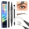 Hello Kiss Microblading Eyebrow Pen, Trailott Eyebrow Pen 2 Fork Tip, Hello Kiss Curved Eyebrow Pen, Trailott Microblading Eyebrow Pencil, Hellokiss Precise Liquid Eyebrow Pen (02#BROWN)
