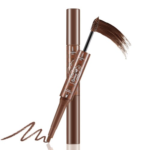 Apooliy 2-in-1 Eyerow Pen and Brow Gel,Waterproof Eyebrow Gel,Long Lasting Eyebrow Pencil，Transfer-proof Brow Makeup Applicator