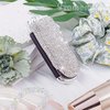 Framendino, Rhinestone Travel Hair Brush with Mirror Crystal Portable Folding Pocket Hair Brush Sparkle Collapsible Compact Hair Comb for Women Silver