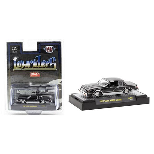 1987 Regal Limited Lowrider Black with Silver Graphics Lowriders Limited Edition to 5500 pieces Worldwide 1/64 Diecast Model Car by M2 31500-MJS