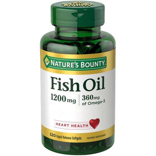 Nature's Bounty Fish Oil, Dietary Supplement, Omega 3, Supports Heart Health, 1200mg, Rapid Release Softgels, 320 Ct