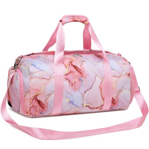 Dance Bag for Girls Teens Gym Gymnastic Bag Travel Bag for Weekender Sleepover Overnight Bag with Shoe Compartment and Wet Pocket