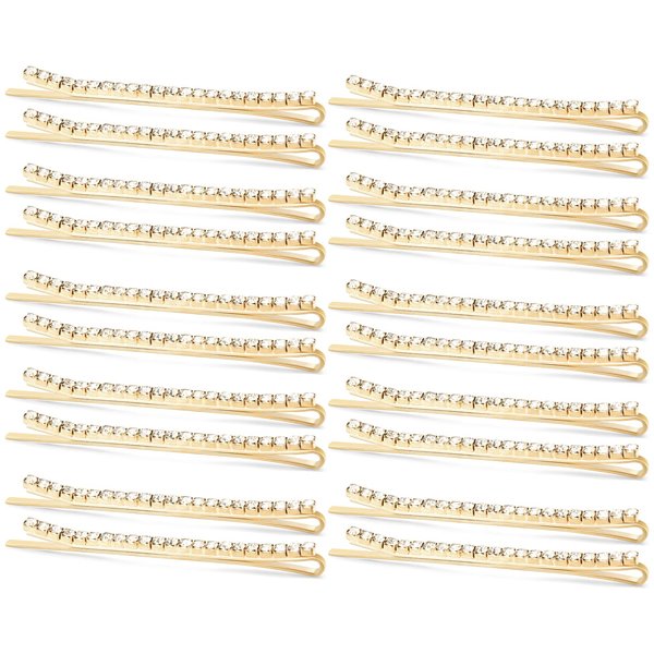 Ondder Gold Crystal Rhinestone Hair Pins for Women - Decorative Bridal Pins for Wedding Hairstyles and Buns (20 Pcs)