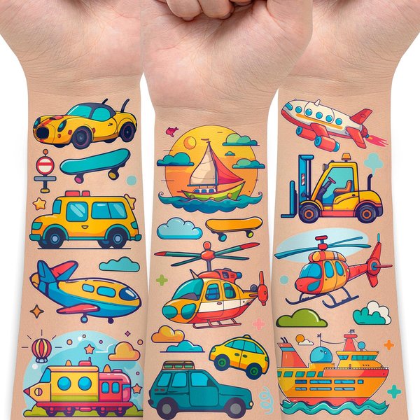EMOME kids tattoos temporary, Fake Tattoos for Kids Party Favor, Boys and Girls Birthday Party Supplies Decorations Goodie Bag Stuffers (Construction)