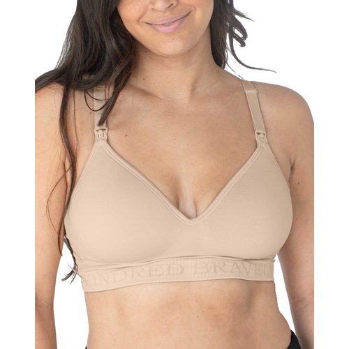 Kindred Bravely Signature Sublime Contour Maternity & Nursing Bra | Everyday Nursing T-Shirt Bra (Beige, Medium)