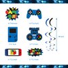 Mpanwen Blue Video Game Party Supplies - 212Pcs Gamer Gaming Party Decoration For Boys Birthday Party - Table Cover, Plates, Cups, Napkins, Utensils, Hanging Swirls, Banner, Balloons Serves 16 Guests