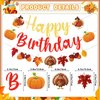 Thanksgiving Birthday Party Decorations Happy Birthday Thanksgiving Decorations Banner with Fall Leaves Garland for Thanksgiving Birthday Decorations Fall Birthday Decorations