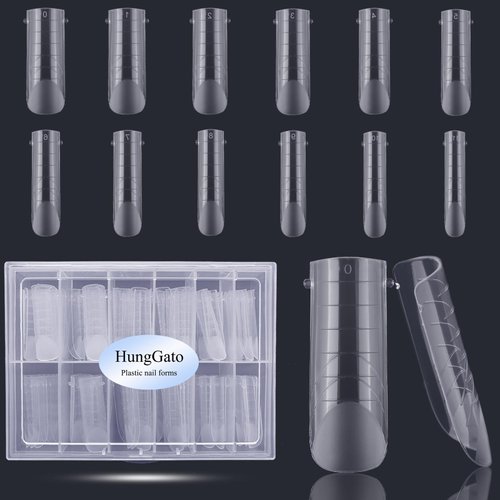 HungGato 120Pcs Half Matte Dual Nail Forms Square Poly Nail Gel Forms Full Cover Reusable C-Curve...