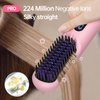 Hahahope Cordless Hair Straightener Brush-Portable Straightening Comb,9600mAh Batt, Plasma Tech, 9 Temp-Settings&LED Display,for Travel&Home(Pink)
