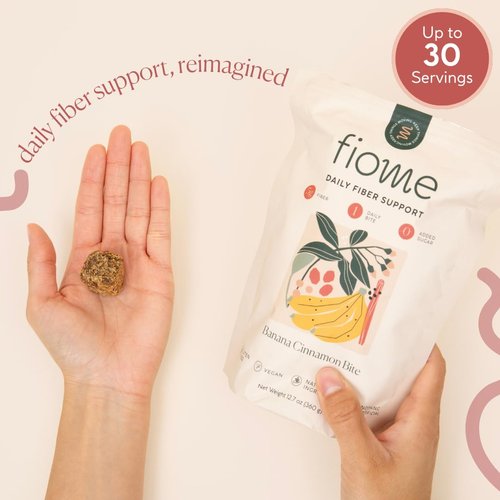 Fiome Fiber Supplement - 5g Daily Fiber Bite - Supports Regularity, Digestion and Gut Health - All Natural Ingredients, Banana Cinnamon Flavor, 30 Servings