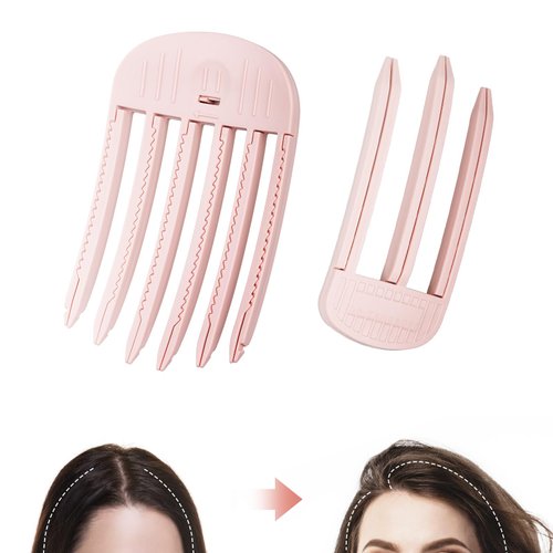 2 Pack Wind Shaping Styling Comb for Fluffy Bangs for Volume and Heatless Curls, Quick Hair Styling Tools, Volumizing Hair Clips for All Hair Types, No-Trace Hair Root Lifting Clips Men Women Pink