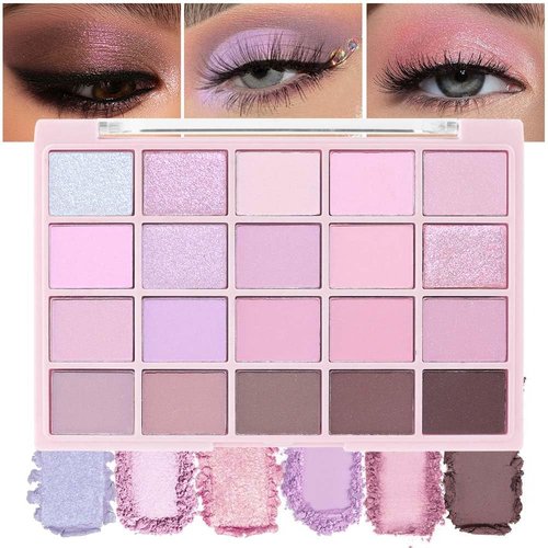 WanTuoluo 20 Nude Brown Pink Matte Shimmer Eyeshadow Palette for Eye Makeup,High Pigmented Beige Purple Tan Eye Shadow Primers Powder Palet de sombras de ojos (04# Light Lavender)